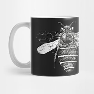 Pen and Ink Bee Design Black and White Mug